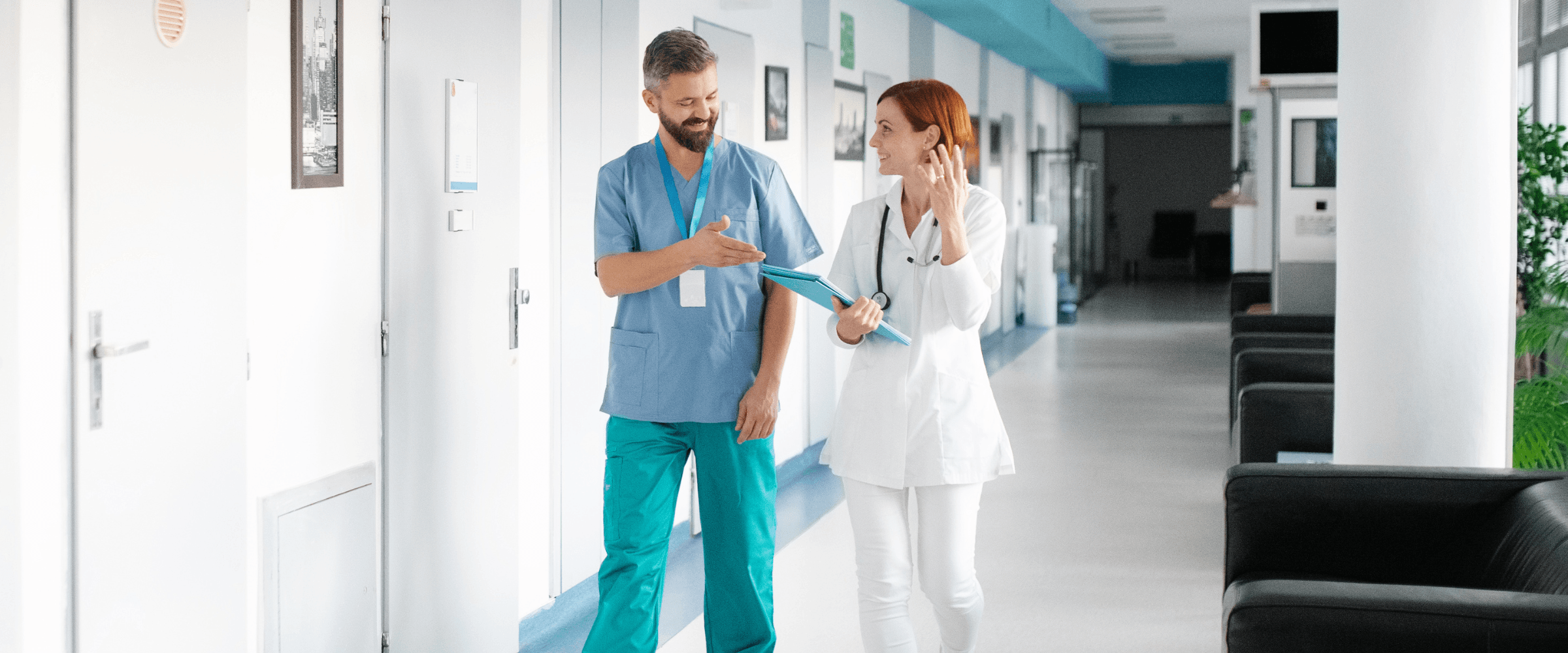 Doctors walking through a hallway