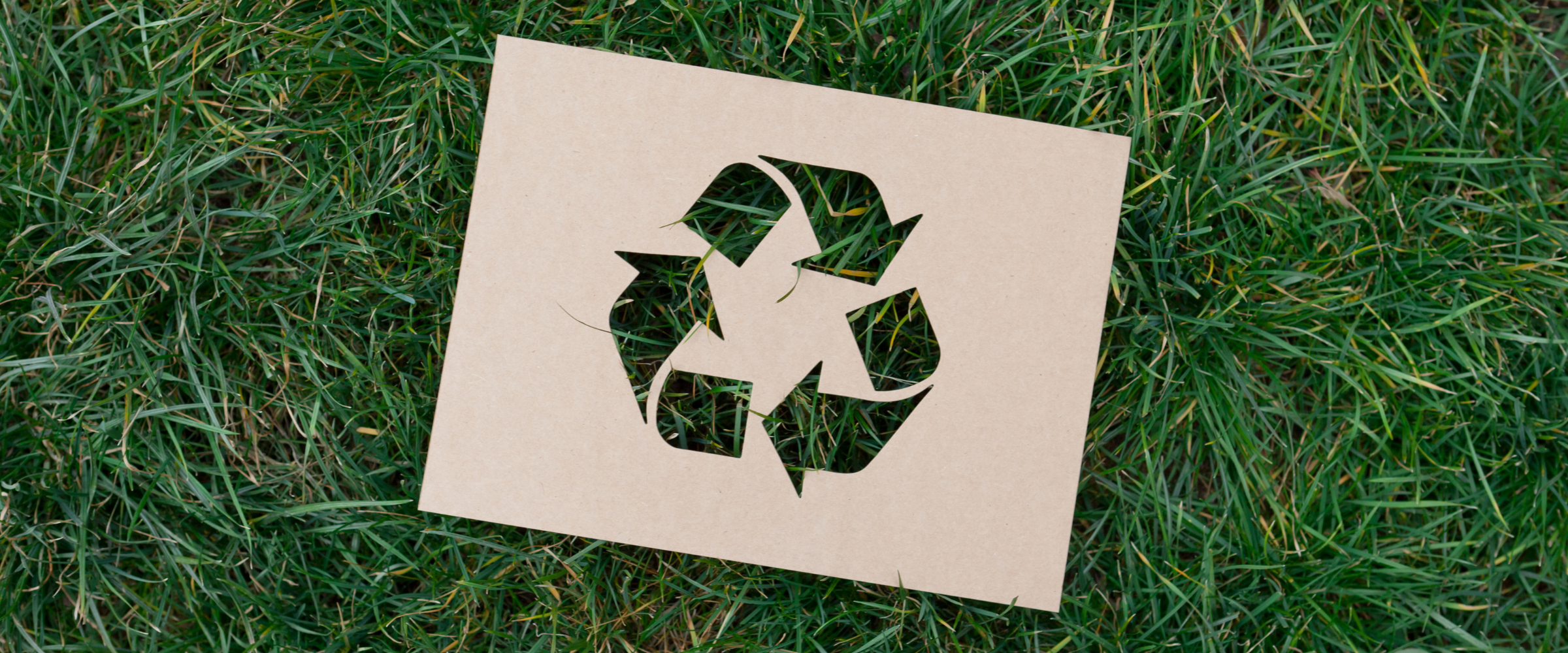 Recycling cutout on grass