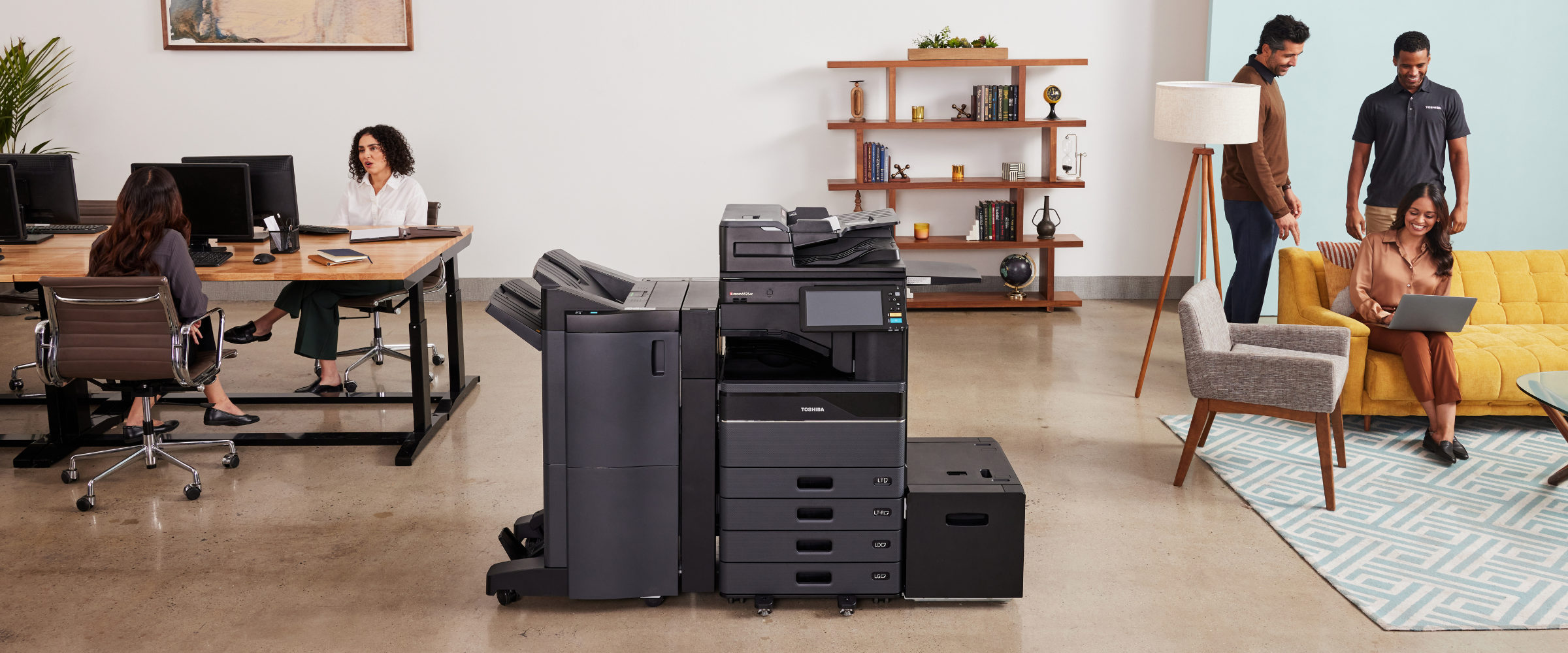 Toshiba MFP in the middle of a small office setting