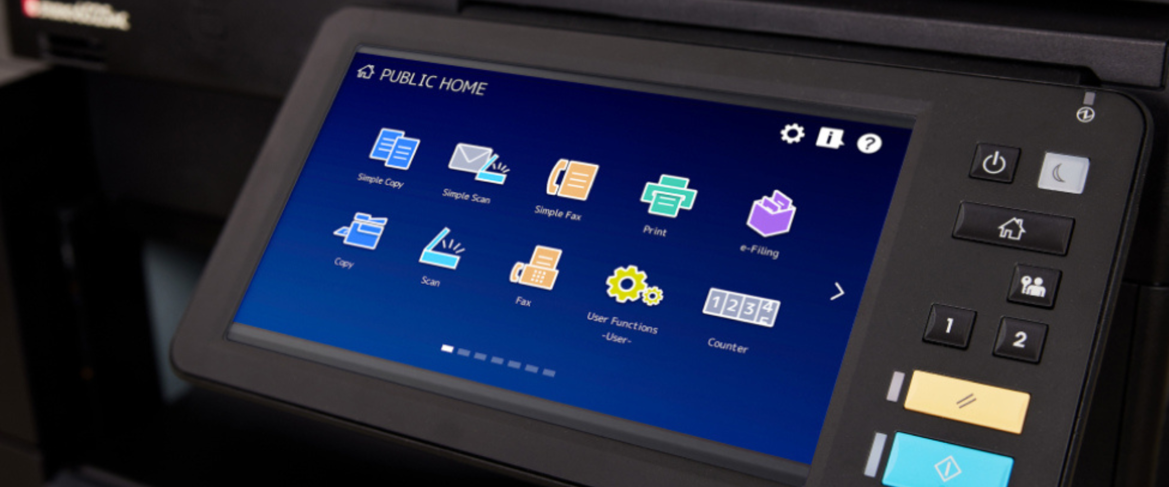 Toshiba MFP interface with icons