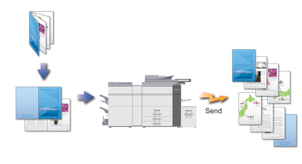 SPLITTING A PAMPHLET BY PAGE AND TRANSMITTING THE PAGES SUCCESSIVELY